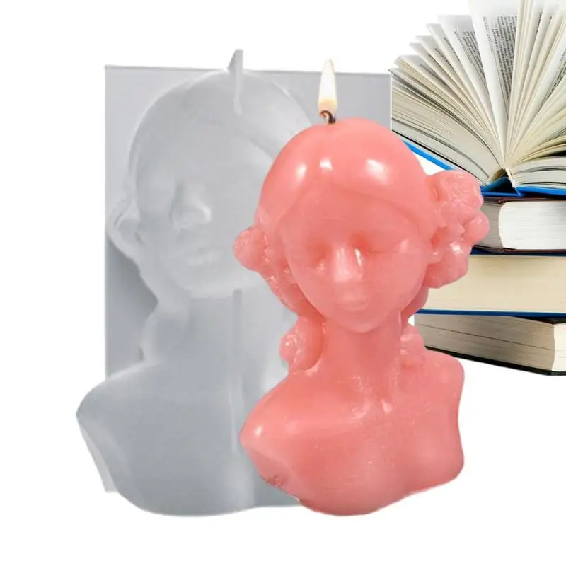 Girl Candle Mold Silicone Eyes Closed Girl Mold For Candle Making Candles Resin Mould Epoxy Resin Casting Blindfolded Girl Molds