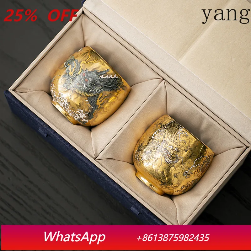 

Pure gold teacup dragon and phoenix pair cup master cup personal special gilt kung fu tea set merchandise Guochao