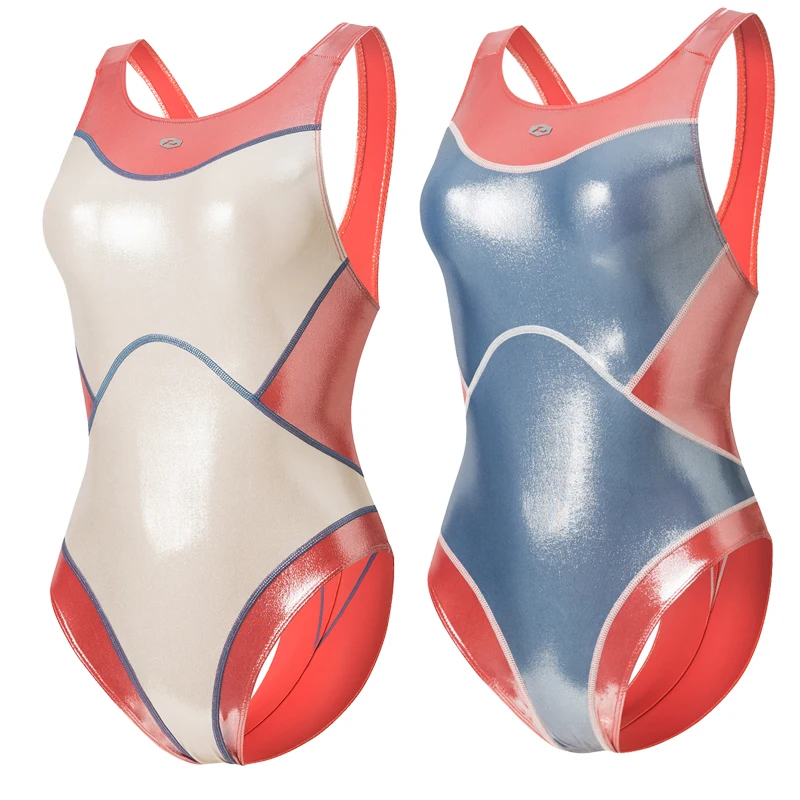 LEOHEX Lycra Competition Swimsuit One Piece Bodysuit Japanese Shiny Glossy for Swimming and Fitness  Surfing Diving