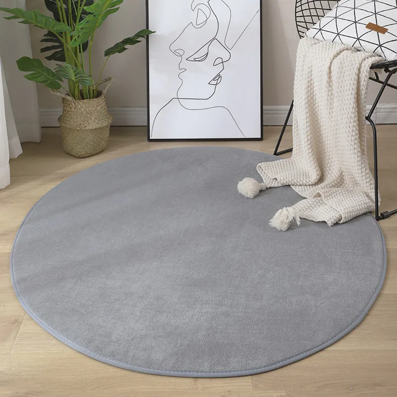 Alfombra redonda de terciopelo Coral con absorción de agua para niños, para sofá de espuma viscoelástica tapete, dormitorio, sala de estar y Yoga,