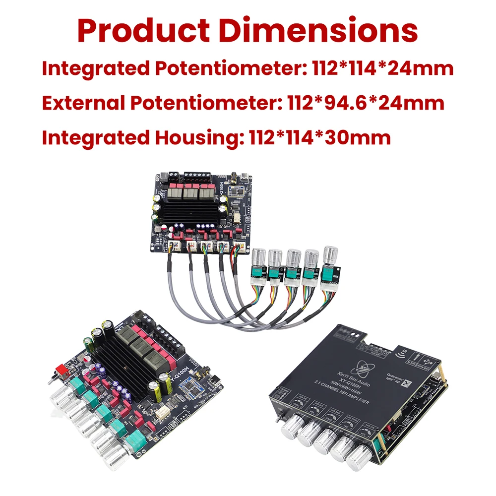 DC12-24V Q100 بلوتوث مكبر للصوت مجلس 2.1 قناة 50Wx2 + 100 واط مضخم الصوت مضخم الصوت الرقمي #3