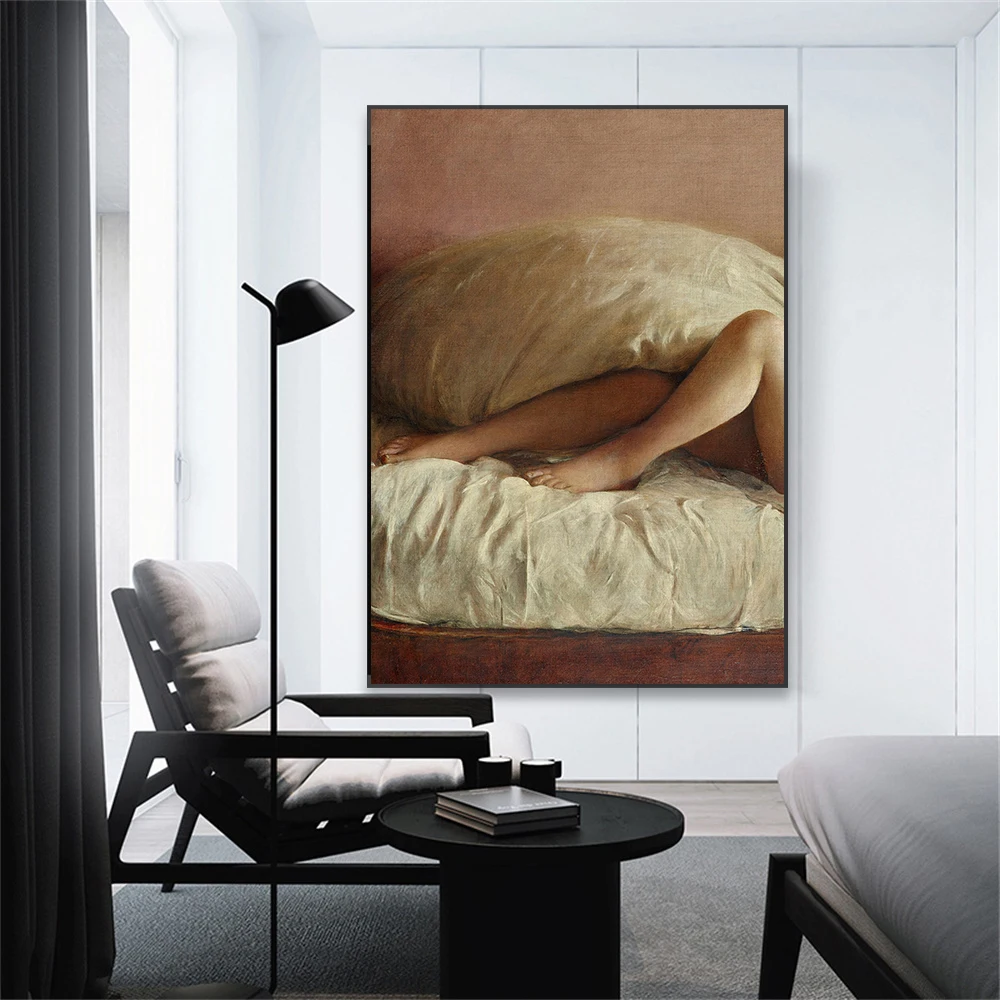 Woman Sexy Poster Vintage Oil Painting Altered Art Prints Classic Art Afternoon Nap Canvas Painting Home Bedroom Bathroom Decor