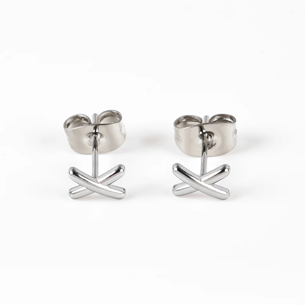 1 Pair of Stainless Steel Niche Design Letter X-shaped ear Bone Nail Earrings