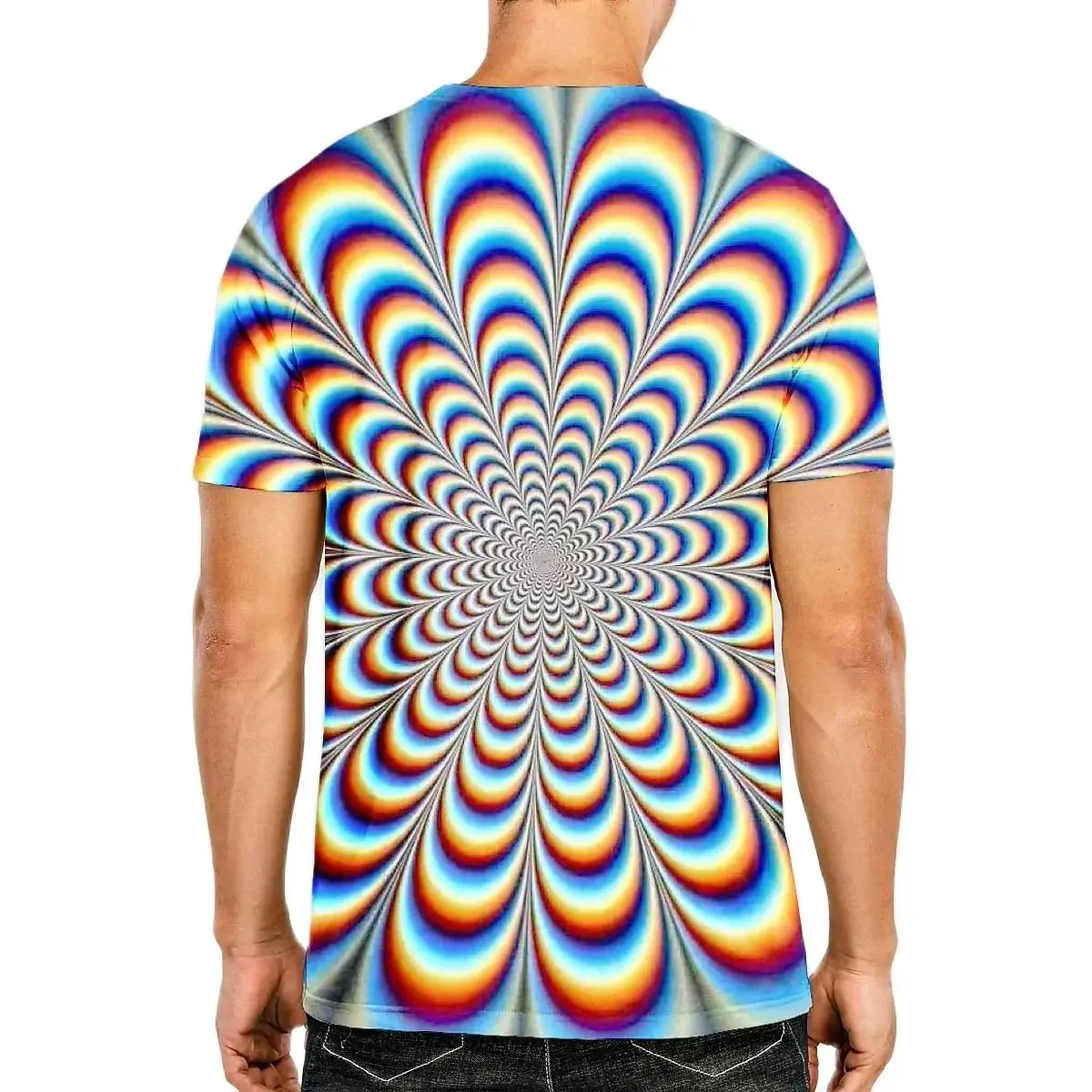 Men T Shirt Classic Optical Illusion Graphic Short Sleeve Oversized T-shirts Daily Weekend Casual Trend Streetwear Unisex Tops