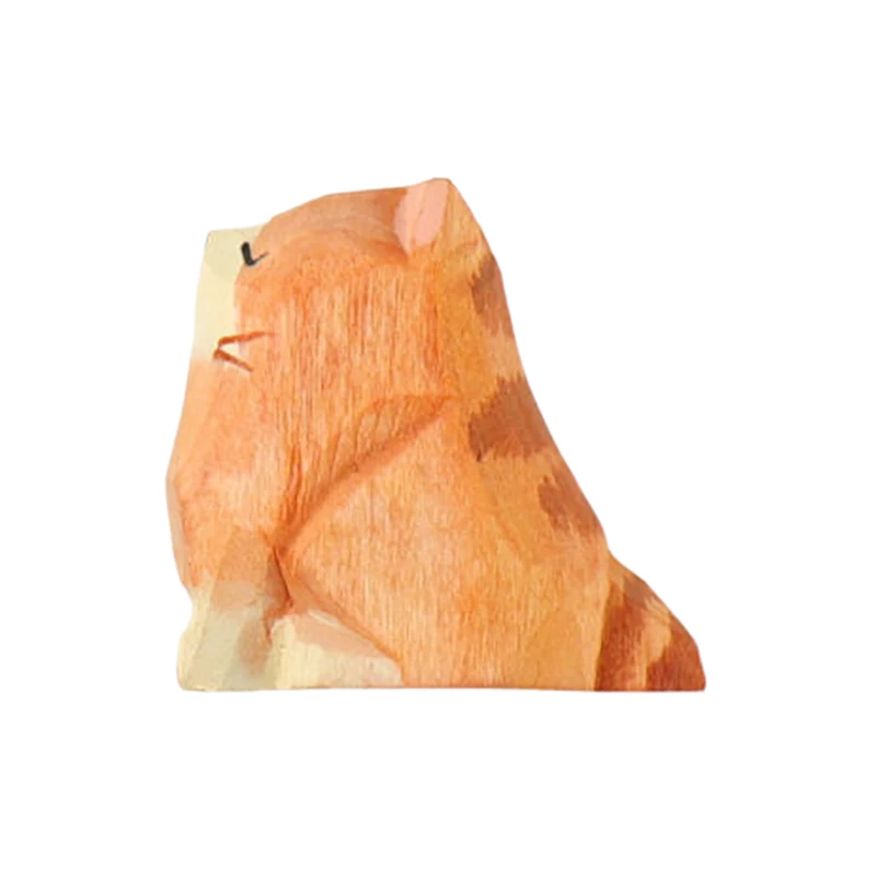 Cute Mini Wooden Bear Solid Wood Hand Carved Bear Cat Dog Figurines Miniature Animal Crafts Ornaments Tabel Decorate Kids Gifts