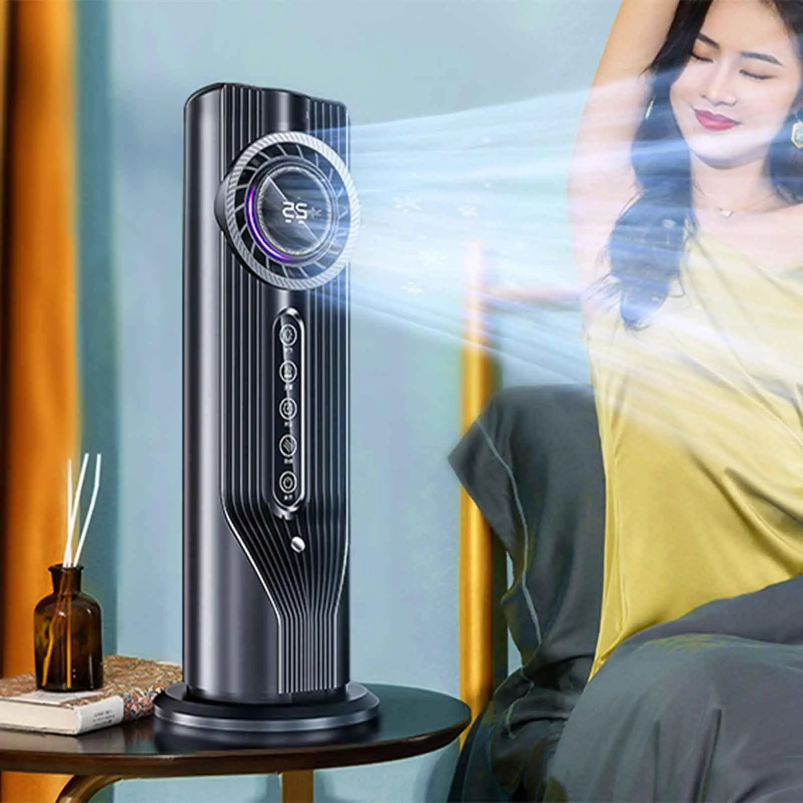 100ml Misting Fan with Humidifier, Quiet Desktop Cooler for Office, Home & Tent, Portable Evaporative Air Cooler for Camping