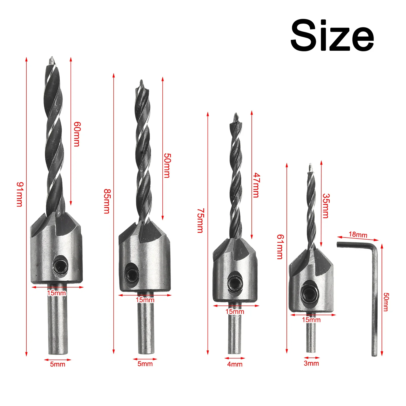 Brandnew Drill Bit Set Woodworking Chamfer 1/4 Hexagon 3/4/5/6mm 4PCS Accessories Hole Drill Set Reaming Drills