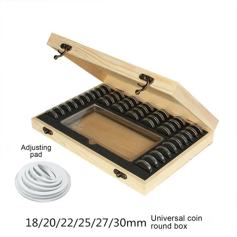 Coin Cases Wooden Coin Storage Protectors With Adjustable Gasket Coin Collector Organizer Coins Display Commemorative Case