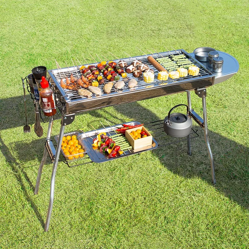 

Outdoor Thickened Foldable Smokeless Grill Stainless Steel Portable Charcoal Barbecue Stove Home Use Portable Camping Grill