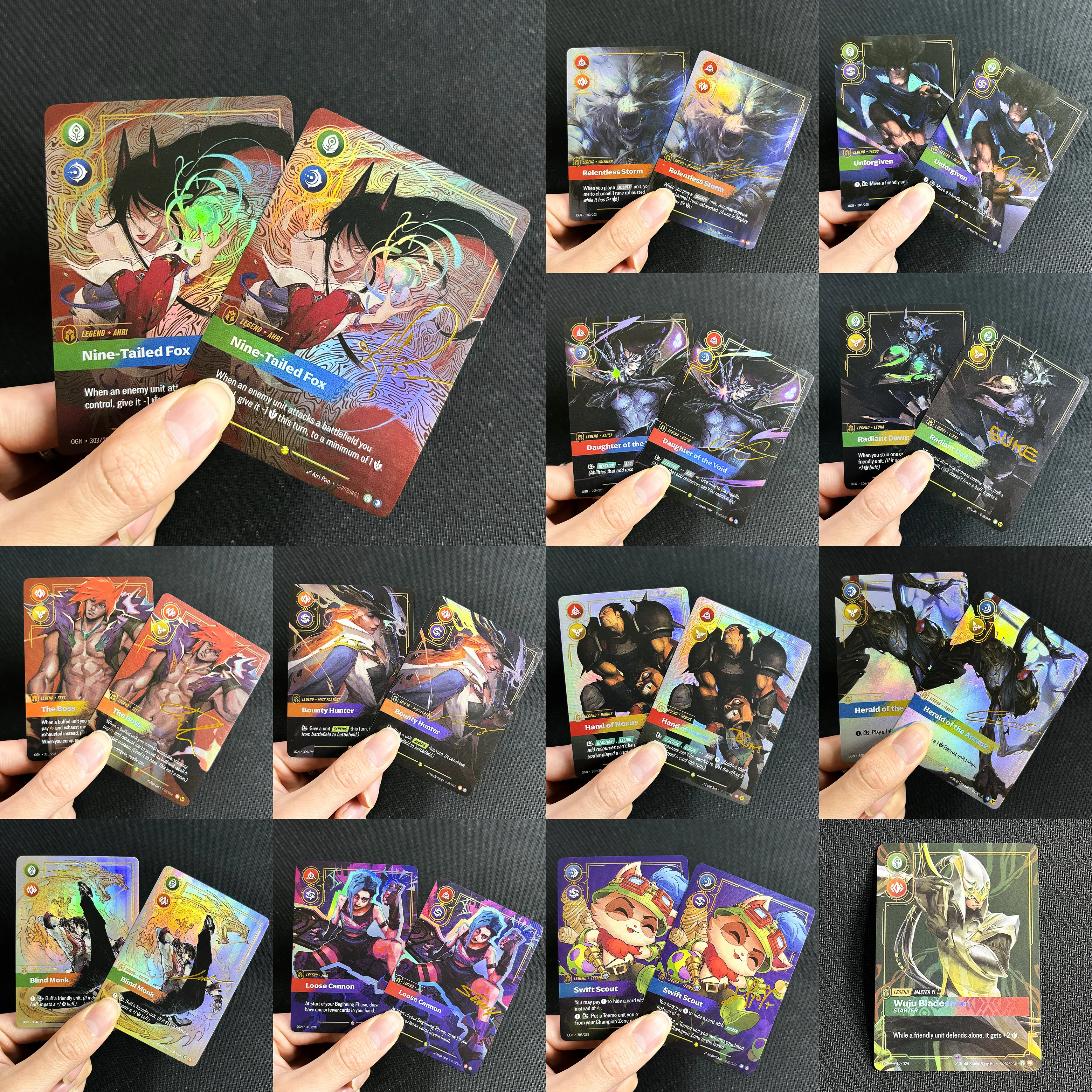 Riftbound Legend Reg. Tarjetas Coleccionables Holo Foils de Artistas de League of Legends: Leona, Jinx, Volibear, Ahri, Sett, Darius, Teemo, Lee Sin, Viktor