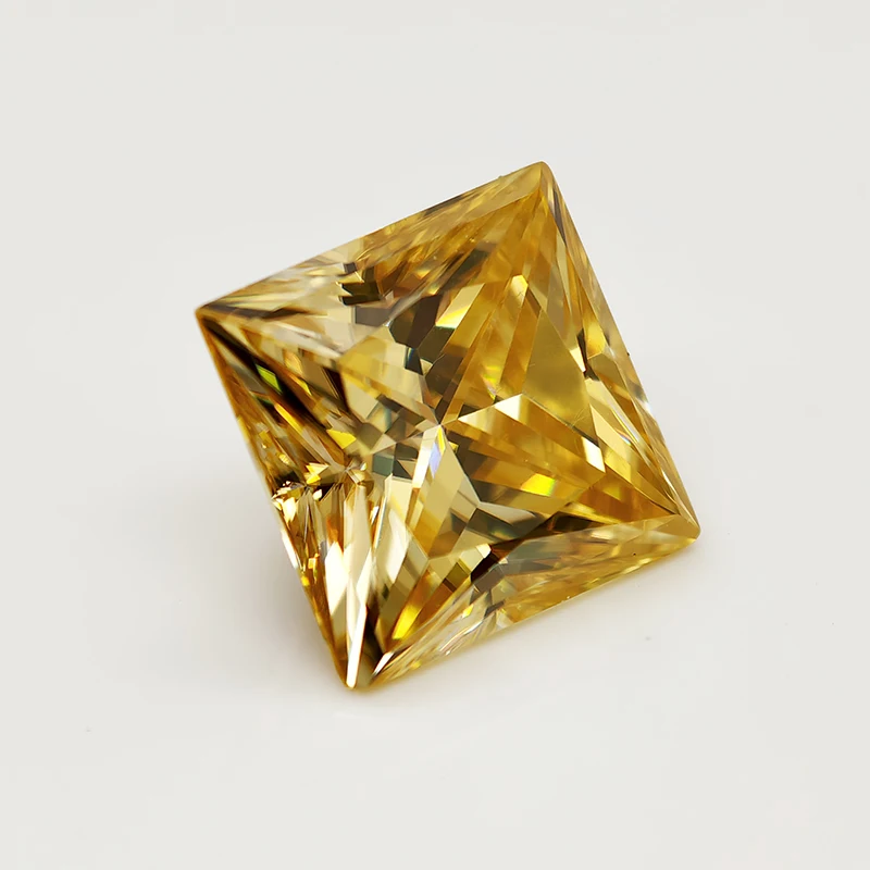 Moissanite Lab Diamonds Lemon Yellow Princess Cut 0.6-6.0ct VVS1 Pass Diamond Tester for Moissanite Jewelry Making With GRA