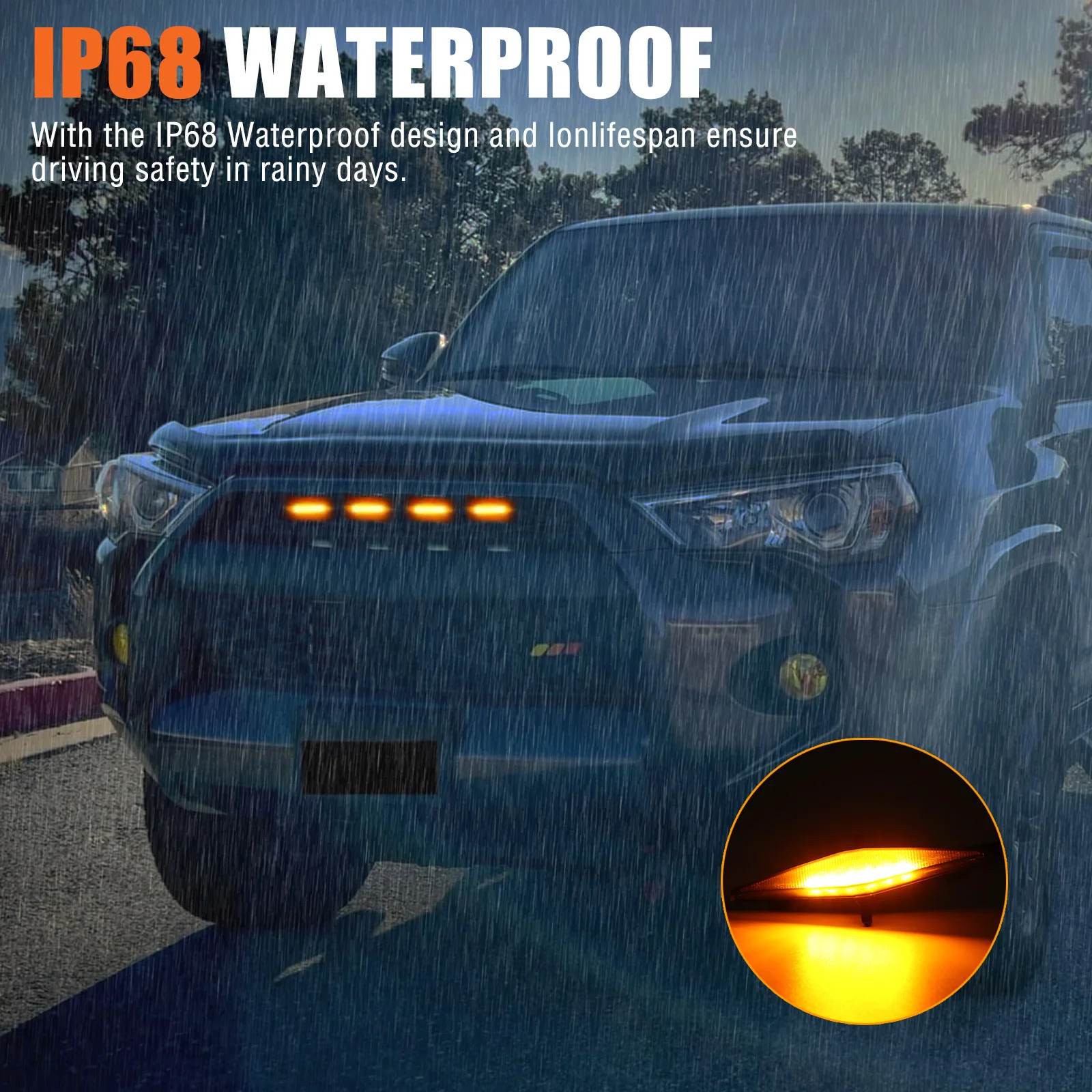 4x Front Grill Lights For 2014-2023 Toyota 4Runner TRD Pro Grille Including SR5 TRD Off-Road Limited TRO Pro Models Raptor Style