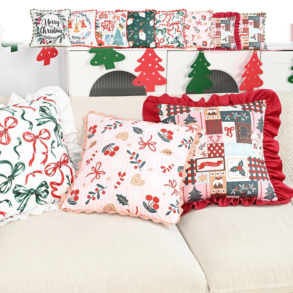 

Xmas Sofa Cushion Cover Funda Cojines De 45x45 Cm Home Hotel Decorative Throw Pillow Case Christmas Style 쿠션 커버 Natal Decoração