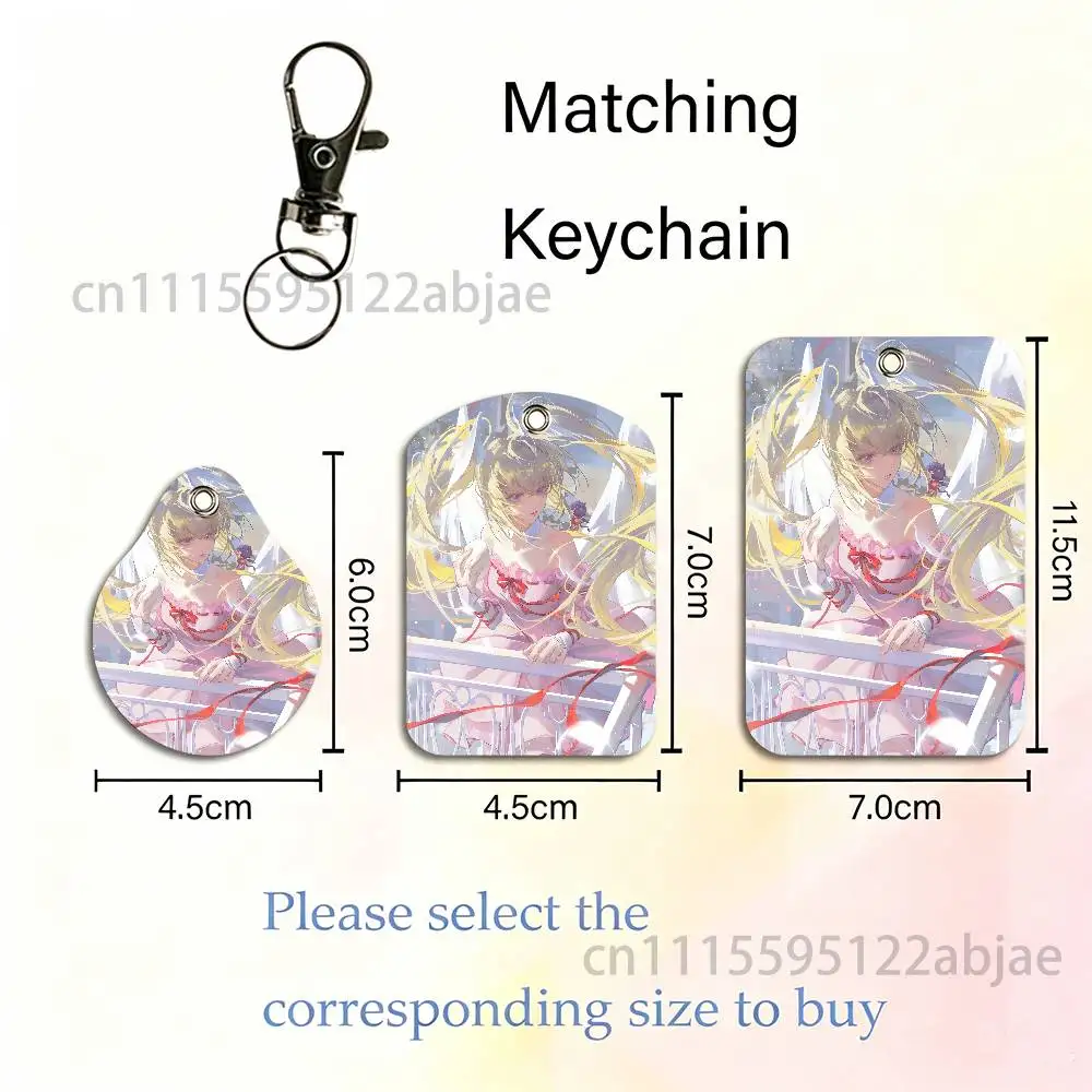 Anime S-Shugo Chara Rectangle ID Card Case Keychain Access Card Bag Key Tag Ring Leather Card Holder Key Ring