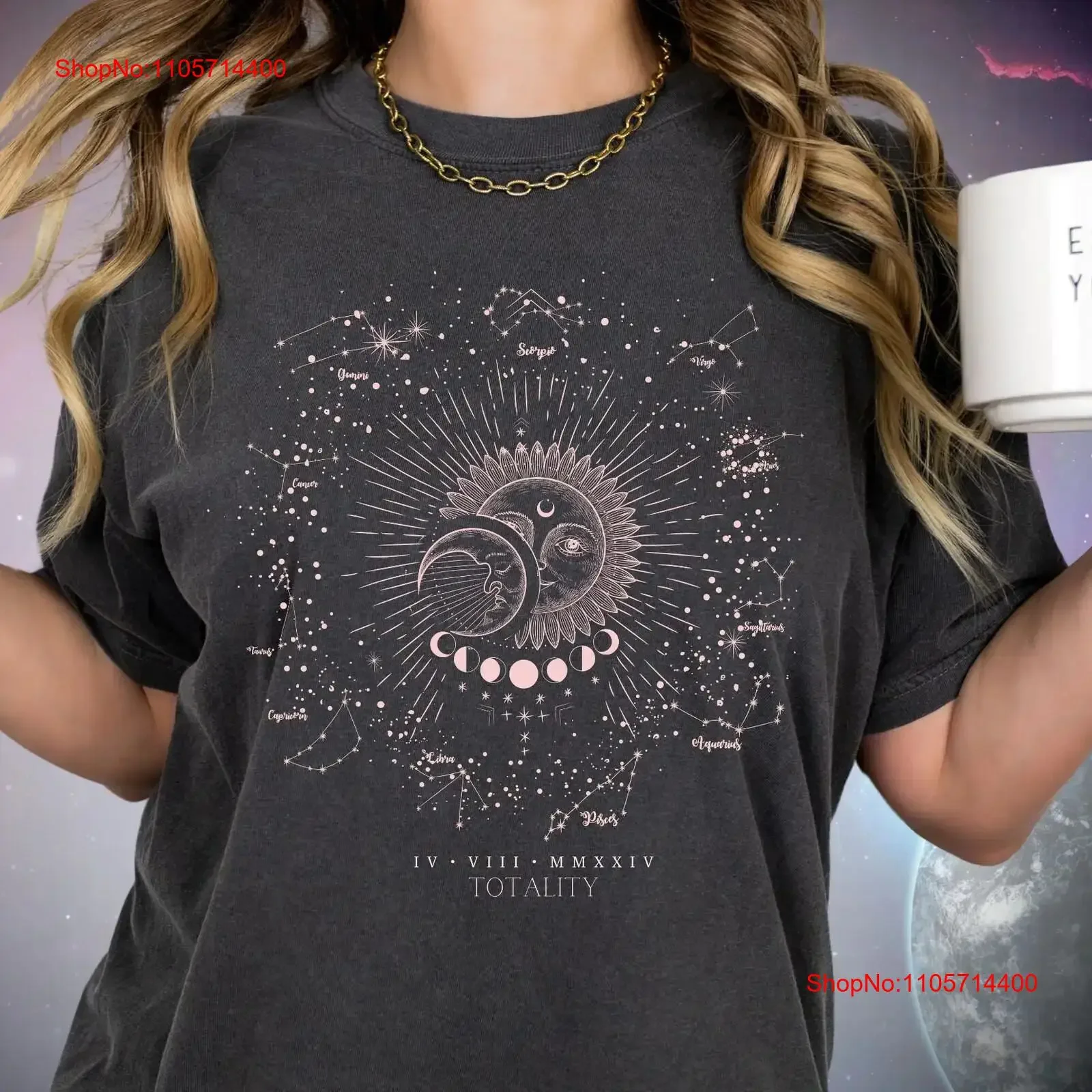 Total Eclipse April 8th 2024 T Shirt American 4 08 24 Astronomy Celestial Astrology Group vintage Washed Slightly homme