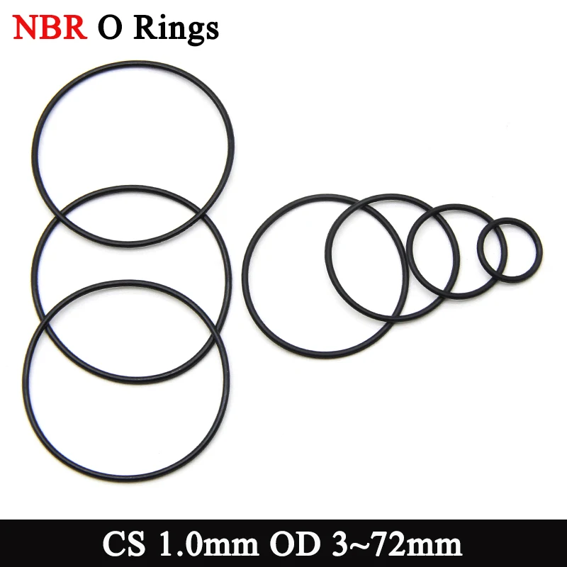 

50Pcs Black NBR O Ring Seal Gasket Thickness CS 1.0mm OD 3~72mm Nontoxic Nitrile Butadiene Rubber Spacer Oil Resistant Washer