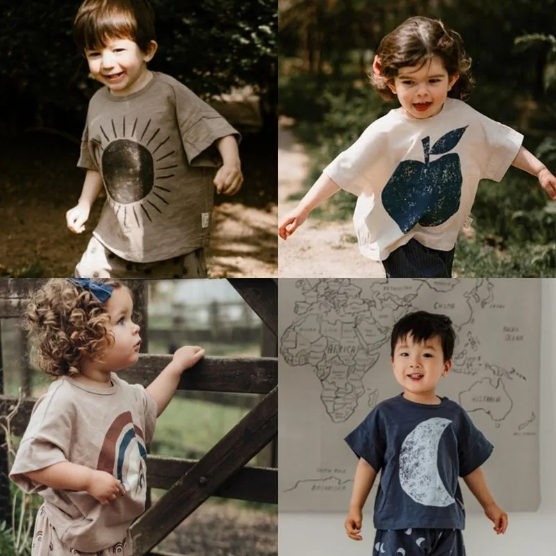 Camisetas veraniegas para niños y niñas, Jersey deportivo informal versátil, Tops lisos con estampado bonito, novedad de verano 2023