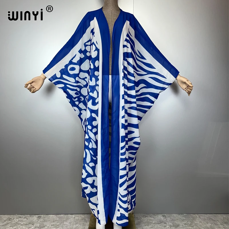

WINYI Africa Bohemia print Kimonos loose dresses for woman Cardigans beach outfits Caftan beach cover up evening dress maxi coat