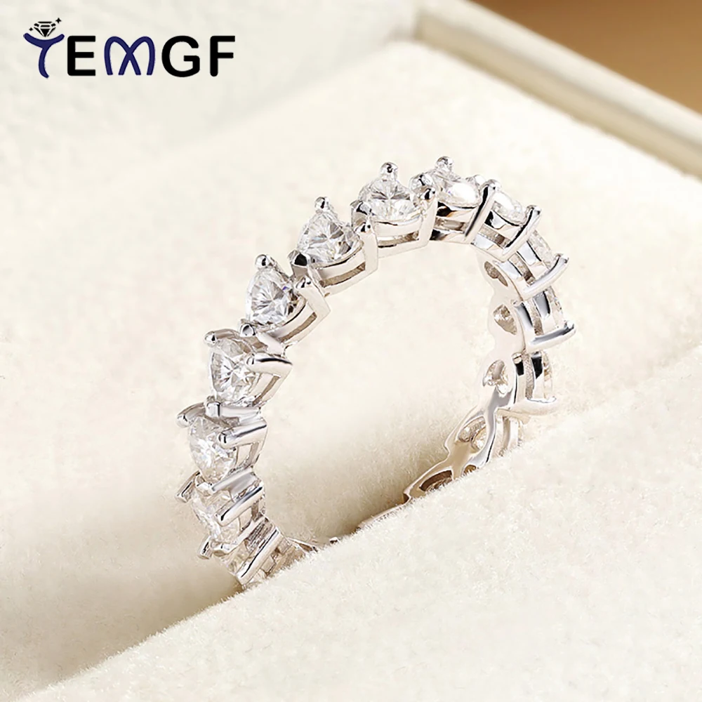 

TEMGF Full Moissanite Ring Heart/Marquise Cut 925 Sterling Silver for Women Elegant Sparkling Fine Jewelry Proposal Love Gift