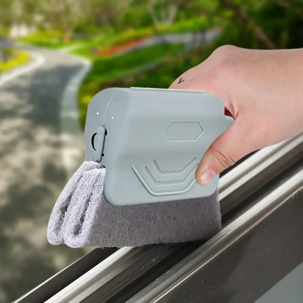 Window Track Scrubber Double-Sided Brush Set with Removable Sponge Car Vents Shower Tracks Narrow Gaps Cleaning Brush