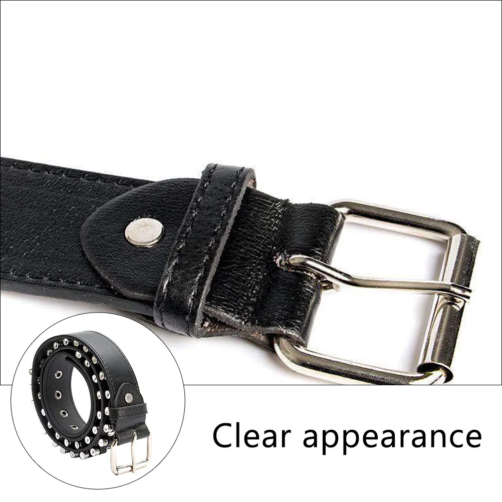 남성용 스팀펑크 펑크 스타일 조절 가능한 패션 허리띠 블랙 인조 버클 벨트 1개