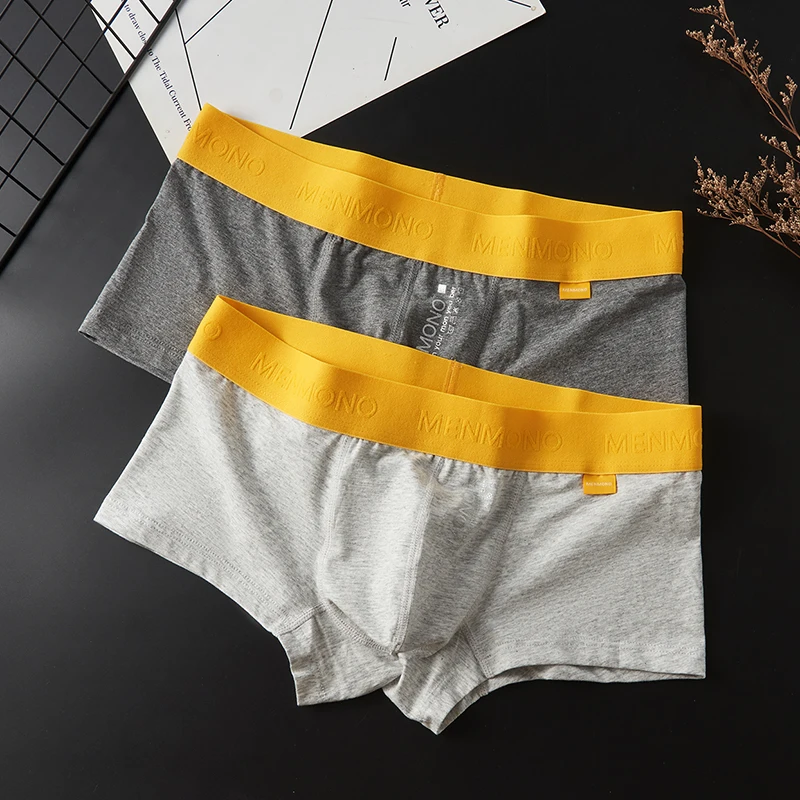 3pcs/lot underwear men\'s boyshort cotton low waist U convex sexy and comfortable youth solid color white boxers head postage.