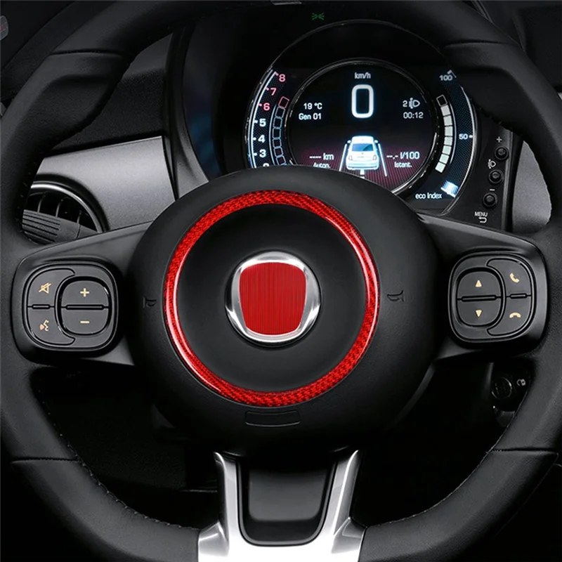 

Car Steering Wheel Center Frame Ring Cover Interior Real Hard Carbon Fiber Sticker For Fiat 500 2008--2023(B) Replacement