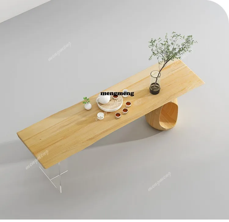 

Solid Wood Dining Table Wabi-sabi Style Japanese-style Dining Table Crylic Suspended Dining Room Furniture Esstisch