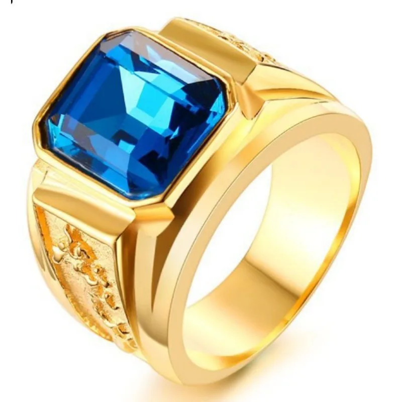 New domineering dragon pattern inlaid zircon men\'s ring, retro contract mosaic hand jewelry