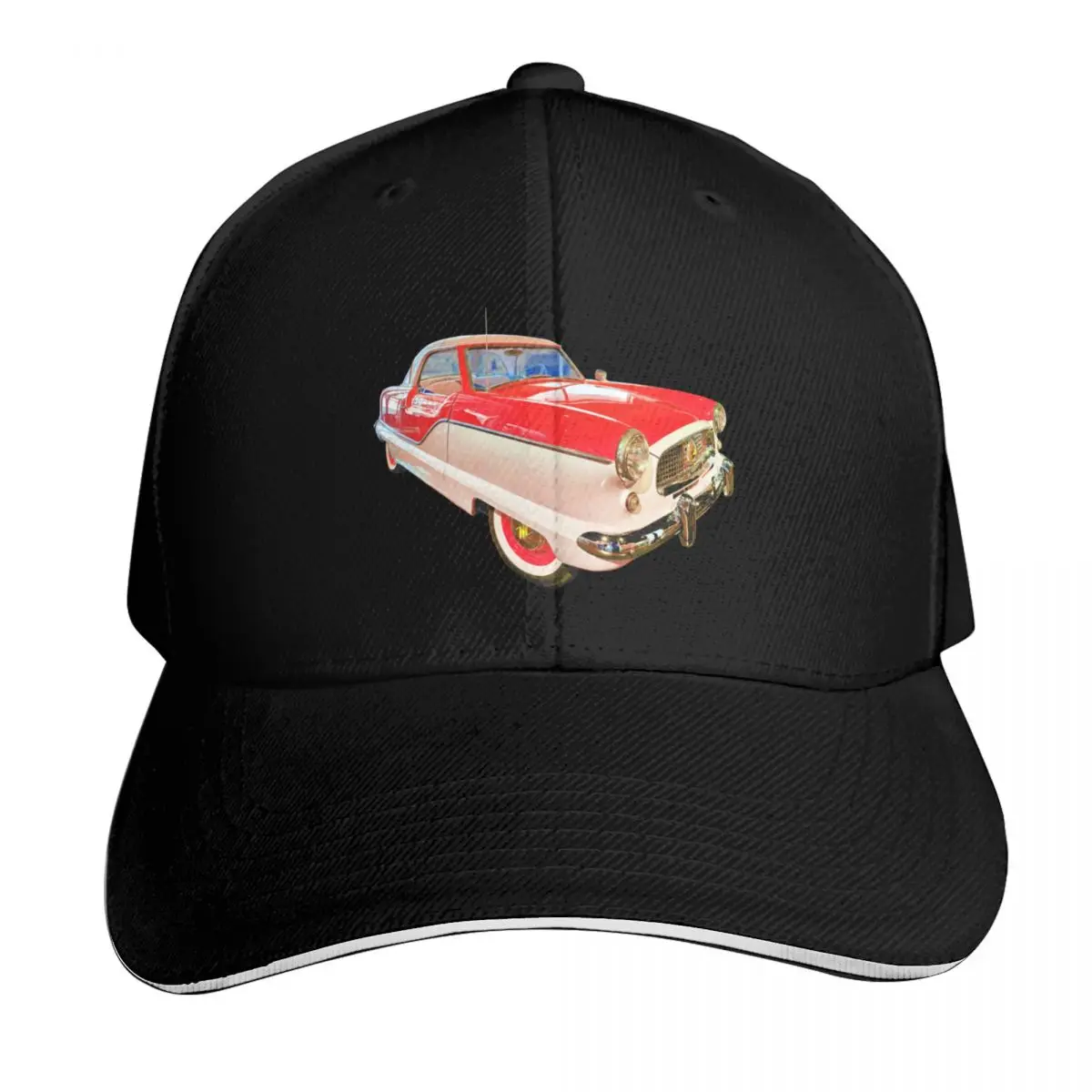 

Nash Metropolitan in shiny red - classic vintage car photo Baseball Cap Big Size Hat Kids Hat Bobble Hat Luxury Woman Men's