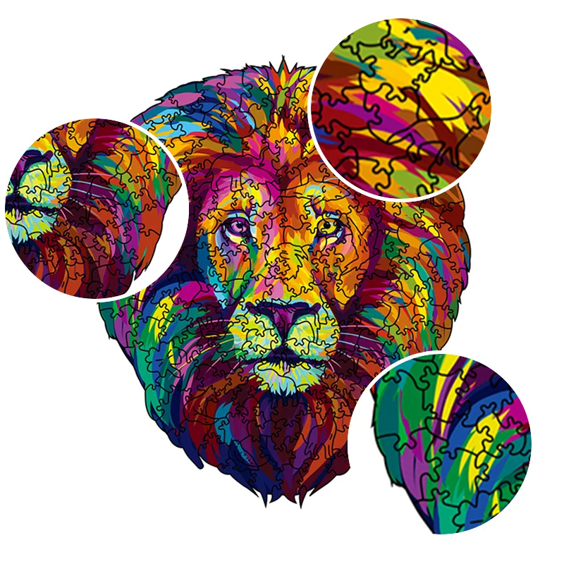 Drewniane puzzle z lwem - Gra rodzinna - Rozwijia umiejętności DIY dzieci i zapewnia interaktywną zabawę rodzic-dziecko - Prezent