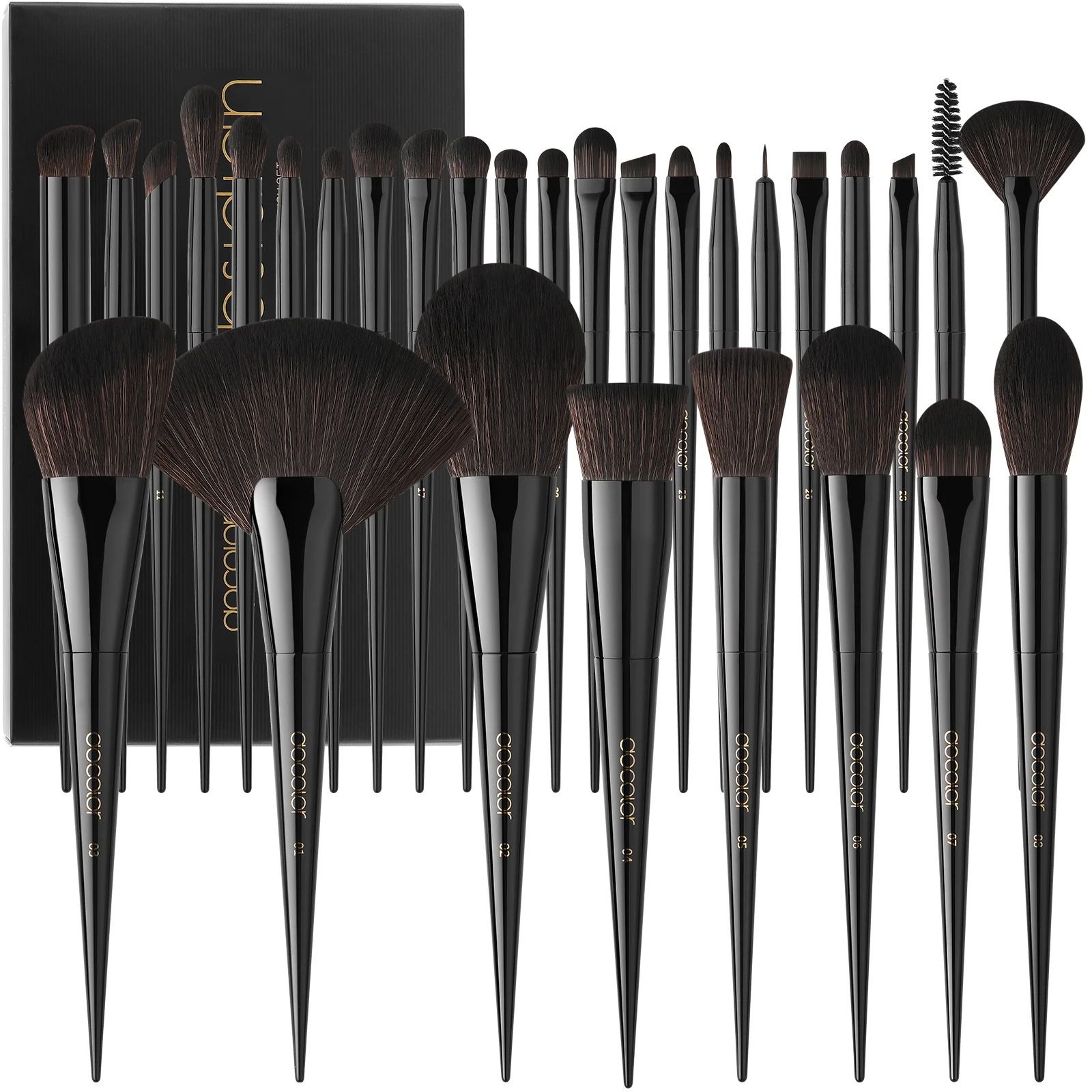 Docolor Makeup Brushes Set Professional 30Pcs OBSIDIAN Powder Foundation Contour Blush Concealer Eyeshadow Eyeliner Eyebrow