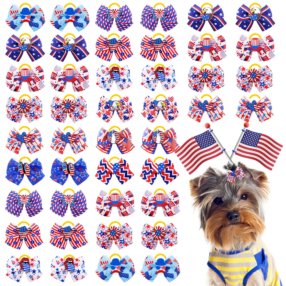 100pcs Pet Dog Hair Bows for 7th Apr US Dog Hair Accessories Pet Supplies Samll Dog Bows  Rubber Bands Bows For Dogs