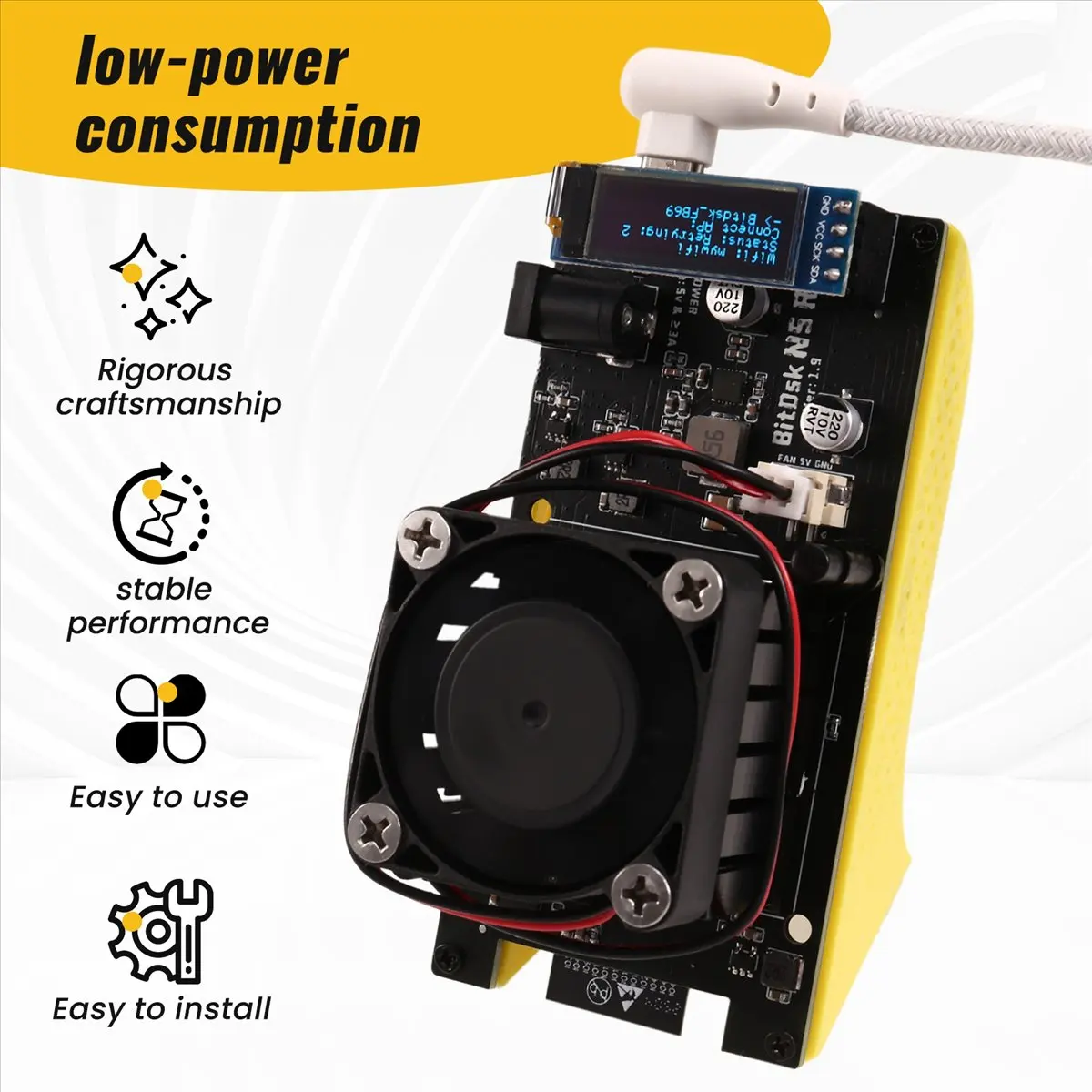 BM1397 مينر 200Gh/S مستقل BitDSK Bitcoin ASIC BTC مينر منفرد مينر منخفض الطاقة مينر BR PLUG #5