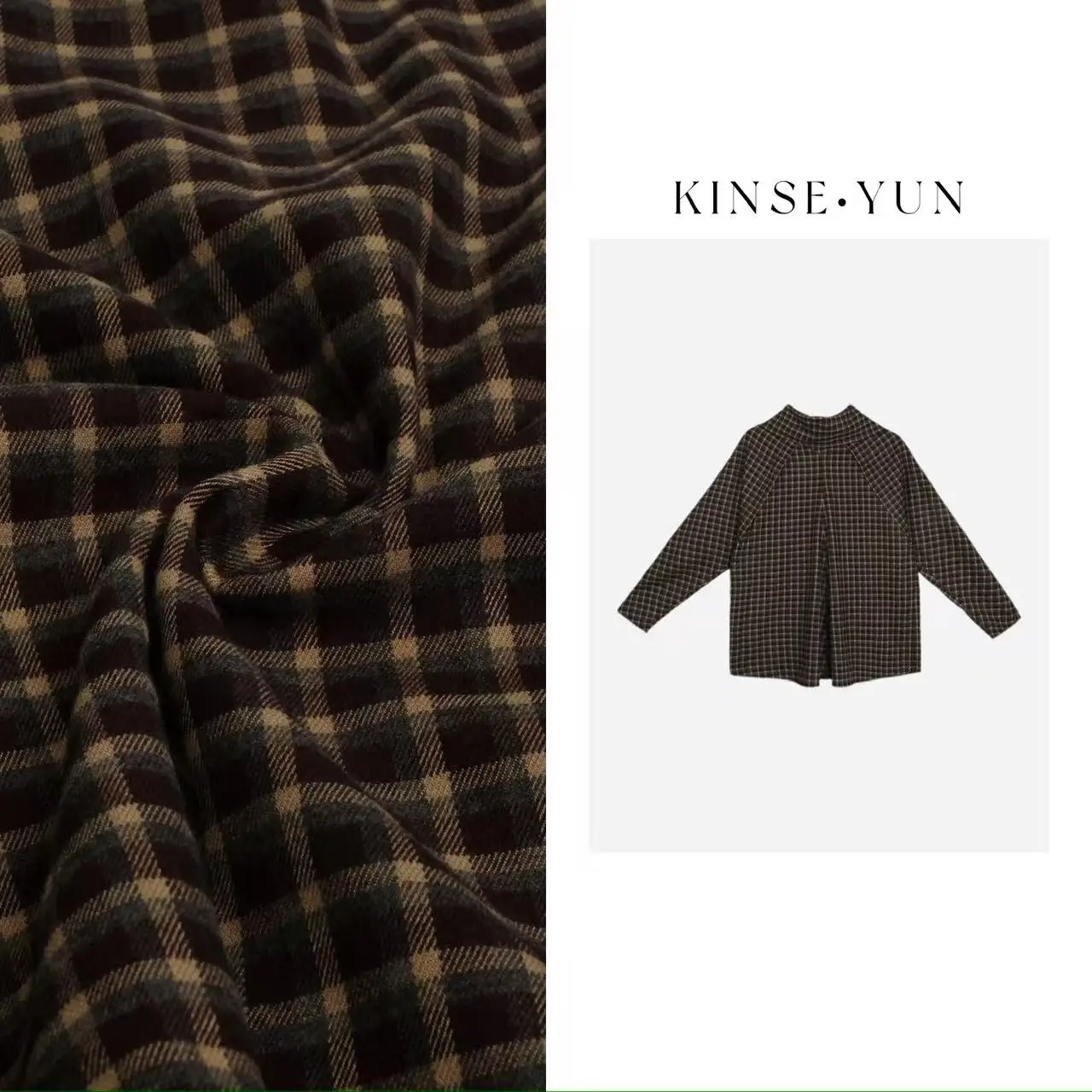 

Classic Preppy Plaid irt Loose Top with Sa KINSE·YUN QD2202 Women's Cotton Long Sve Warm Thi Winter Faion