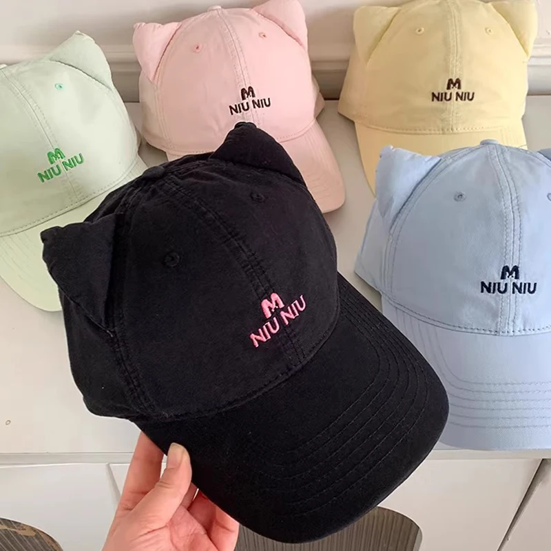 

Бейсболка с широкими полями и ушками кошки, модель 2026 года, для повседневной носки, корректирующая форму лица, с защитой от солнца для ежедневных поездок ﻿