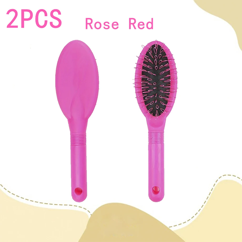 Rose Red /Black Loop Wig Brush Hair Extension Brush Detangling Loop Hair Brush for Natural Human and Synthetic Hair Wig Brush