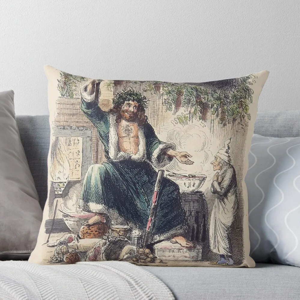 Ebenezer Scrooge and the Ghost of Christmas Present Throw Pillow Custom Cushion Photo christmas supplies New year bed pillows