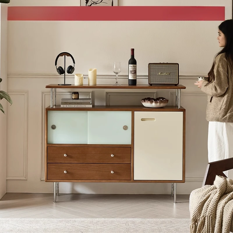 

Retro solid wood dining side cabinet, cherry wood integrated wall locker