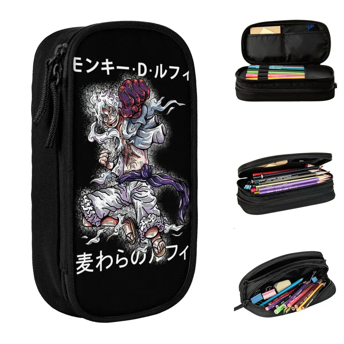 

Creative Monkey D Luffy Gear 5 Pencil Case One Piece Pencilcases Pen Holder for Student Large Storage Bag Students Accessories