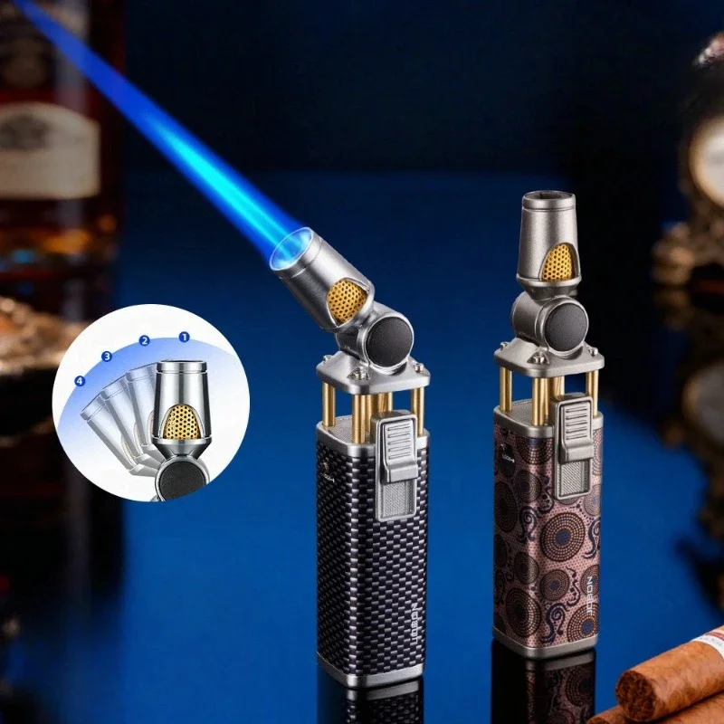 JOBON Strong Blue Flame Inflatable Lighter Multifunctional Purpose 360° Inverted Use One Key Lock Fire Gun Lighter.