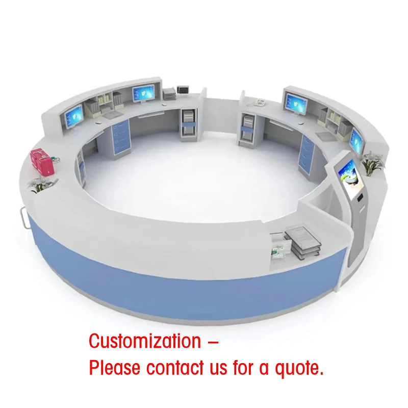 custom.Shinestone Custom Modern Round Reception Counter Nurse Station Front Desk Furniture Hospital Medical Desk Broadcast Desk