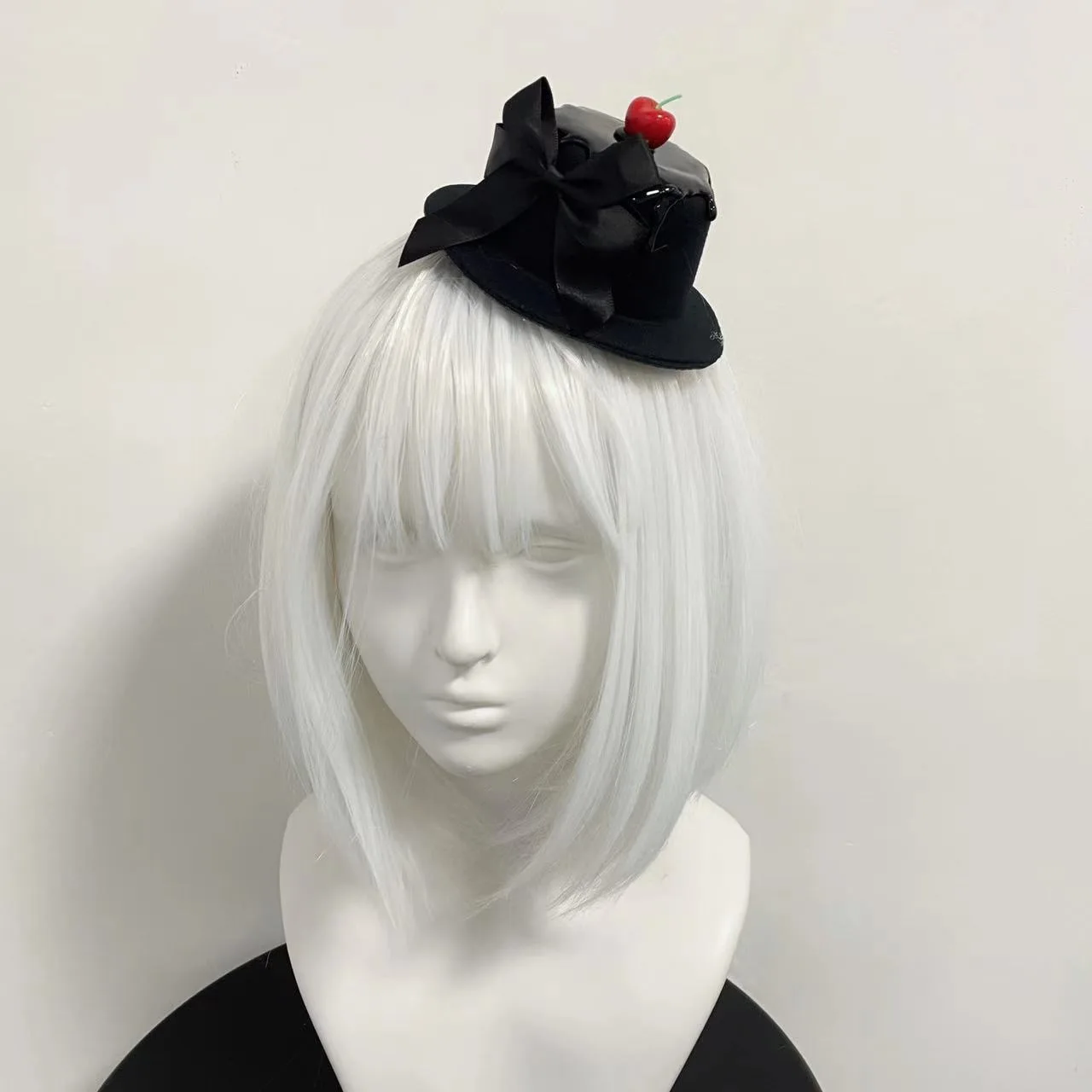 

Lolita Headdress Mini Black Bowknot Cherry Hat Clip All-Match Retro Lolita Gift Hat Party Dress Up Accessories