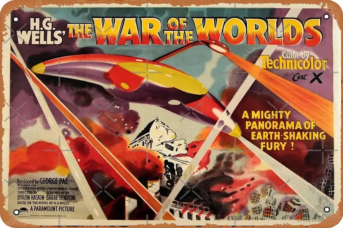 Metal Sign - WAR of The Worlds 1953 Movie Poster Art Tin Poster 12 X 8 Inches