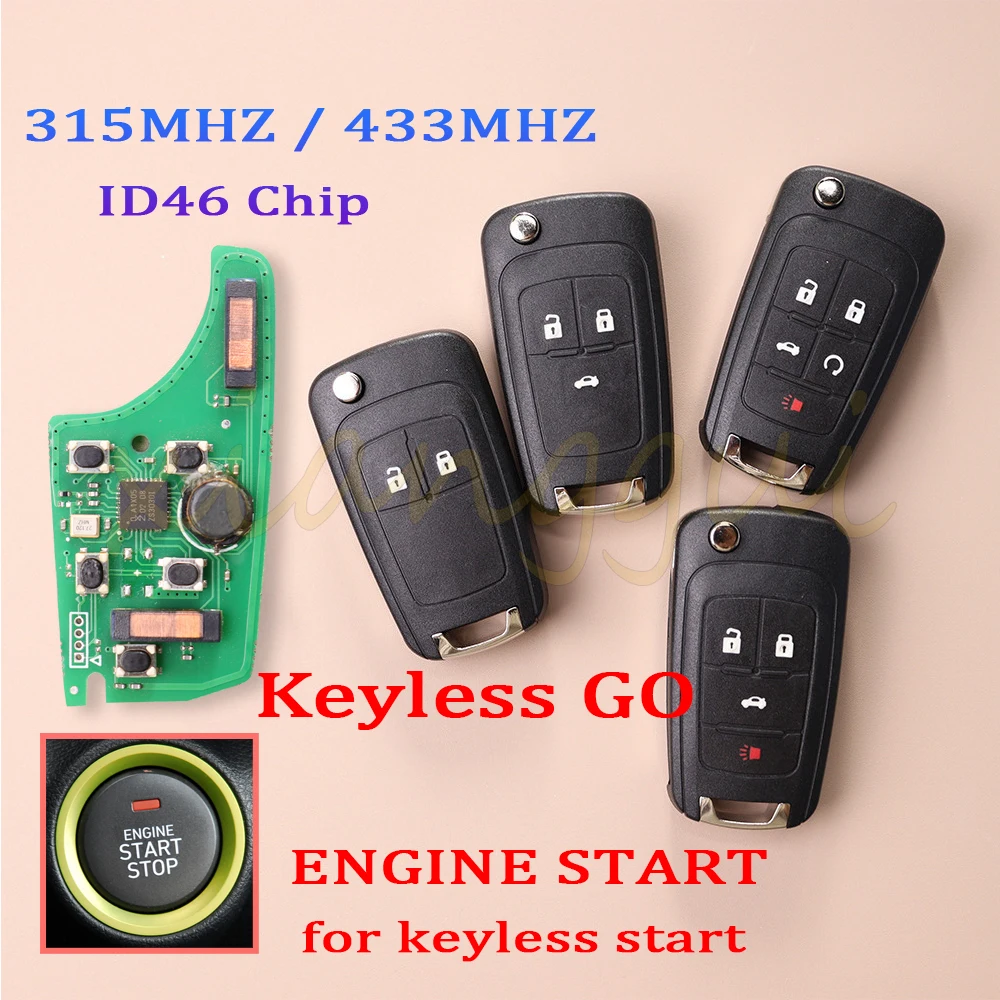 Keyless-Go 315/433mhz ID46 Chip Car Key Fob Remote for Chevrolet/Buick/Opel Cruze Aveo Orlando Trax Lacrosse Encore Regal Verano