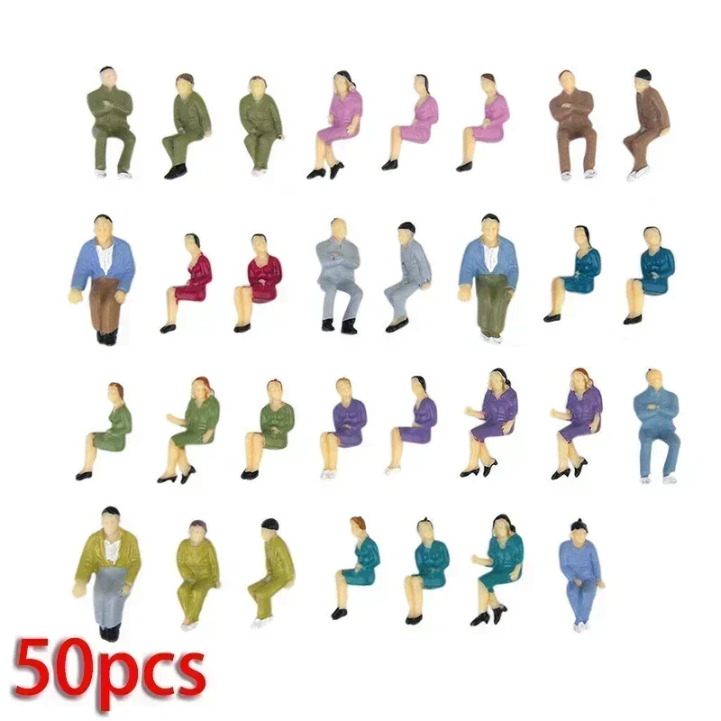 27/50Pcs  Painted Model People Figures Railway Sitting Passengers Scale Miniatures Collection Gifts Kids People Figures