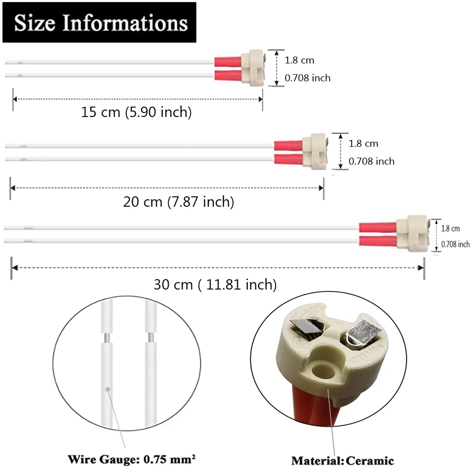 Imagem -05 - Cerâmica Tomada Base com Cabo de Silicone Mr16 Lâmpada Led e Lâmpadas Halógenas Mr11 g4 G5.3 Gy6.35 Acessório Plug Alta Qualidade