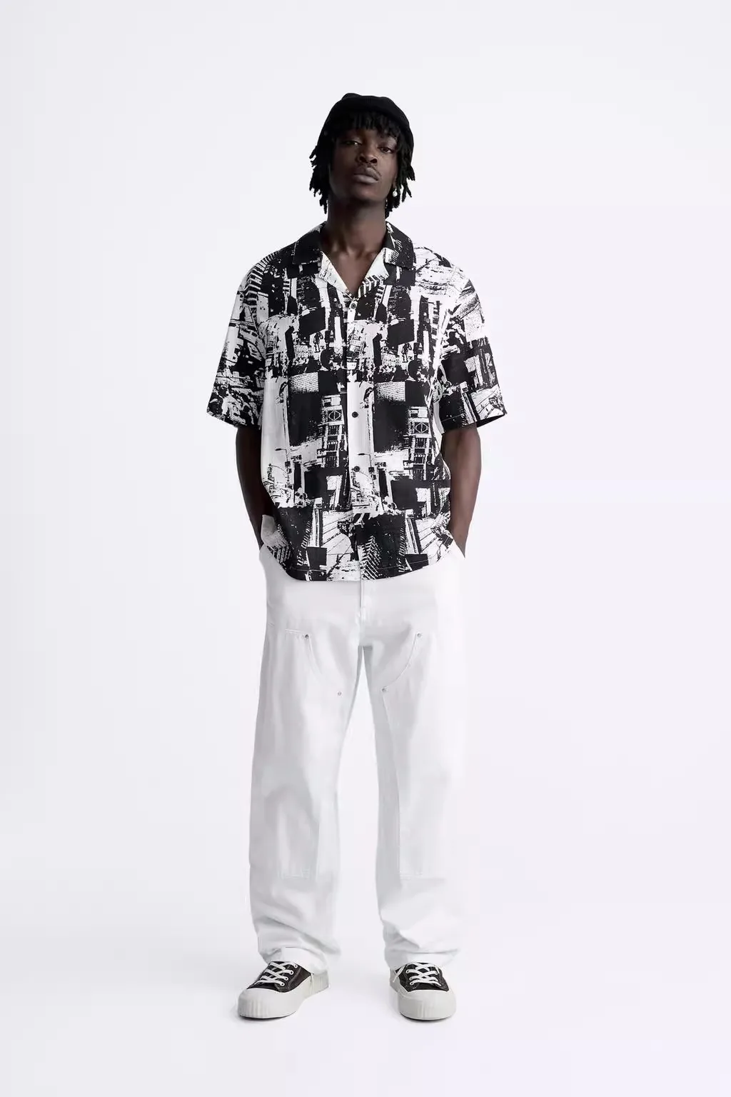 Estate 2024 uomo vestibilità ampia stampato casual ort Sve irt Haome Trendy 0399248 800 motivo geometrico gioventù Faion