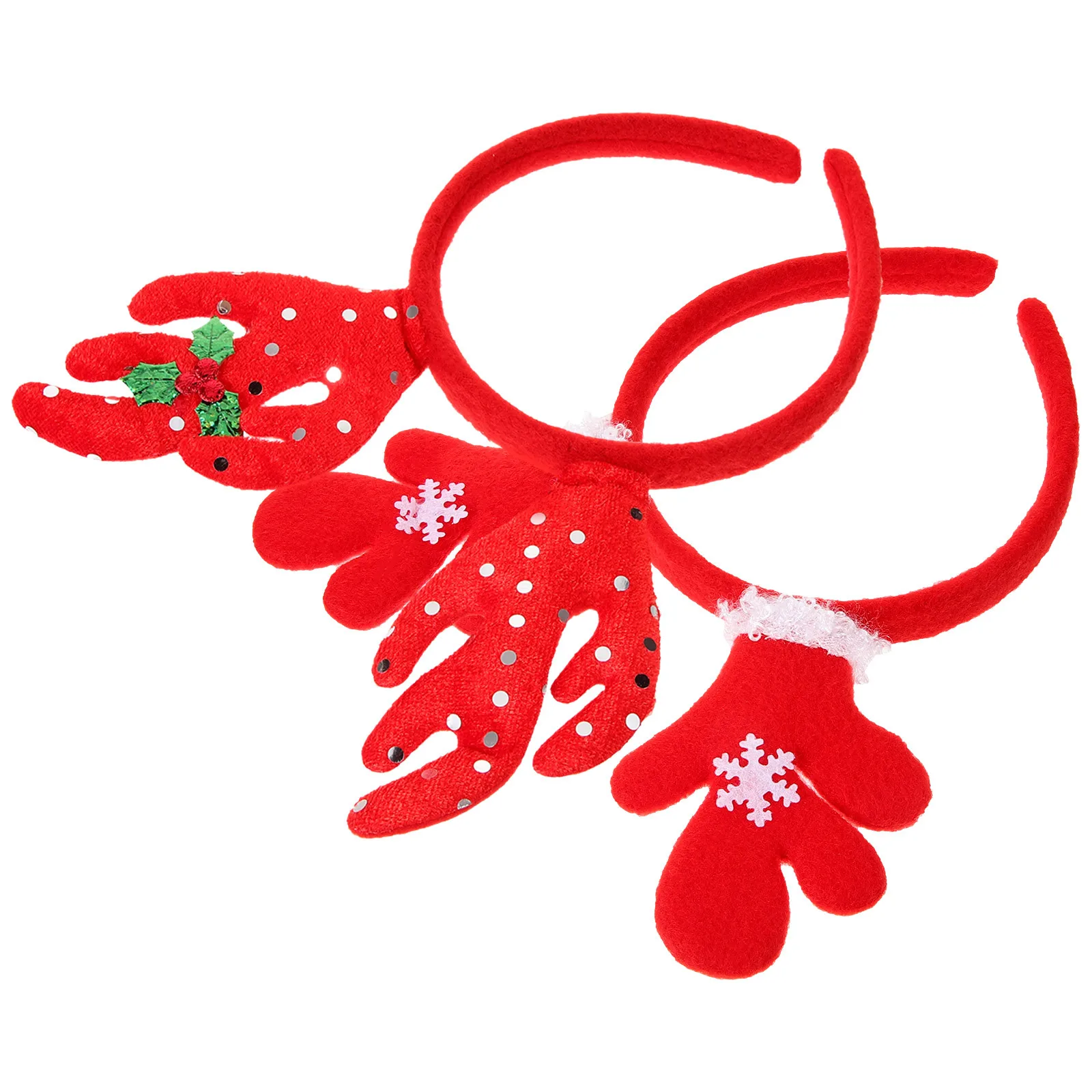 

2 Pcs Antler Headband Xmas Hair Hoop Christmas Headbands Headwear Sequins