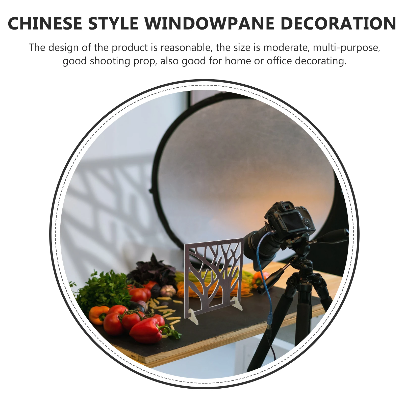 

Chinese Style PVC Window Pane Decor Vintage Wall Hanging for Home Office Desktop Decoration Retro Window Frame Photography